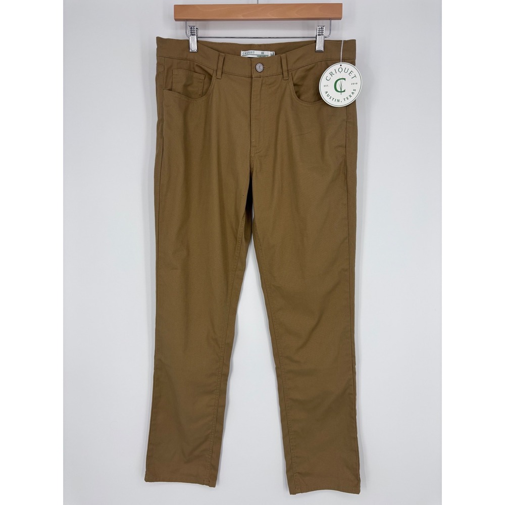 Criquet Comfort Canvas Pants Mens 33x31 Brown Straight Leg Performance‎ NWT